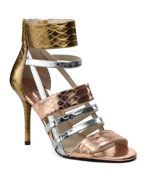 gold michael kors shower sandals|rose gold Michael Kors heels.